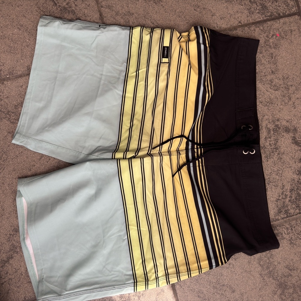 Stylish Black and Yellow Striped Men's Shorts